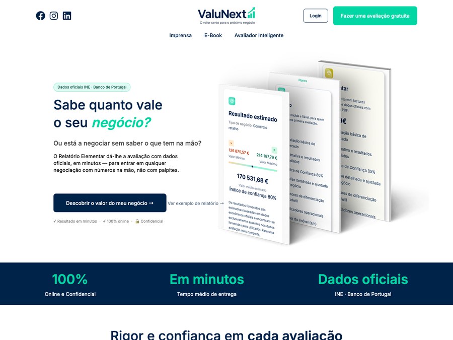 Página inicial de ValuNext